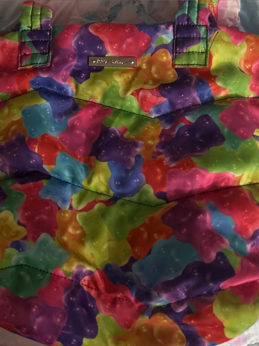 Betsey Johnson Multicolor Gummy Bear Print Quilted Tote